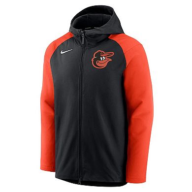 Men's Nike Black/Orange Baltimore Orioles Authentic Collection Performance Raglan Full-Zip Hoodie