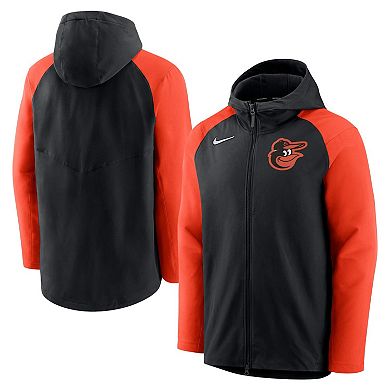 Men's Nike Black/Orange Baltimore Orioles Authentic Collection Performance Raglan Full-Zip Hoodie