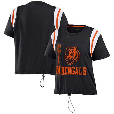 Women s WEAR by Erin Andrews Black Cincinnati Bengals Cinched Colorblock T Shirt
