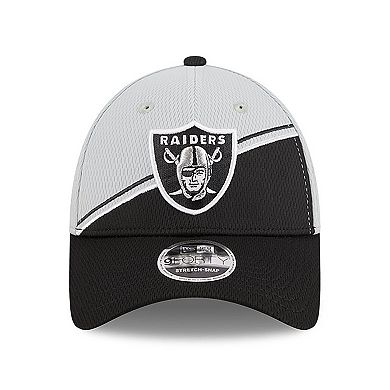 Men's New Era Gray/Black Las Vegas Raiders 2023 Sideline 9FORTY Adjustable Hat