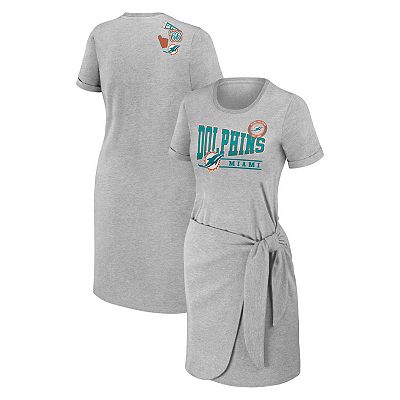 Women s WEAR by Erin Andrews Heather Gray Miami Dolphins Knotted T Shirt Dress