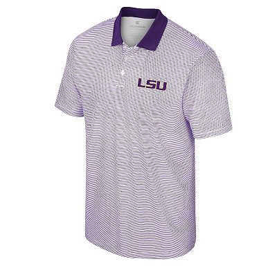 Men s Colosseum White LSU Tigers Print Stripe Polo