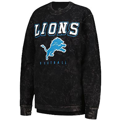 Women's G-III 4Her by Carl Banks Black Detroit Lions Comfy Cord Pullover Sweatshirt
