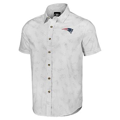 Men's NFL x Darius Rucker Collection by Fanatics White New England Patriots Woven Short Sleeve Button Up Shirt