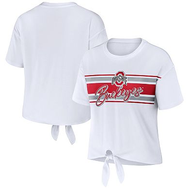 Women's WEAR by Erin Andrews White Ohio State Buckeyes Striped Front ...