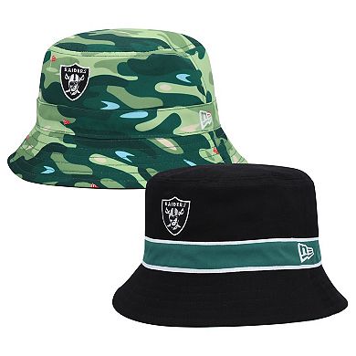 Men's New Era Black Las Vegas Raiders Reversible Bucket Hat