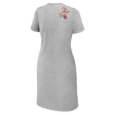 Women's WEAR by Erin Andrews Heather Gray Oklahoma Sooners Knotted T-Shirt Dress
