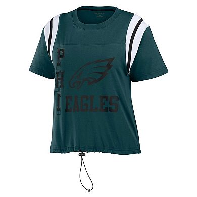 Women's WEAR by Erin Andrews Midnight Green Philadelphia Eagles Cinched Colorblock T-Shirt