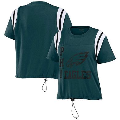 Women's WEAR by Erin Andrews Midnight Green Philadelphia Eagles Cinched Colorblock T-Shirt