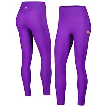Women's KadyLuxe Purple LSU Tigers 7/8 Mixed Media Pocket iLeggings