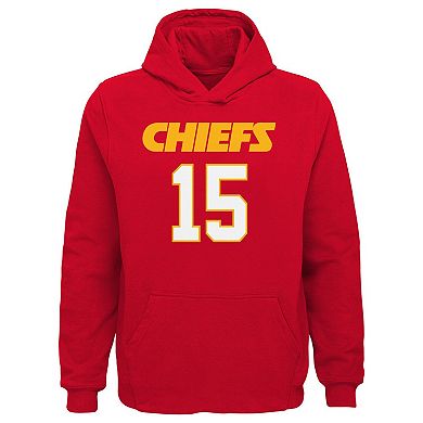 Youth Patrick Mahomes Red Kansas City Chiefs Mainliner Player Name & Number Pullover Hoodie