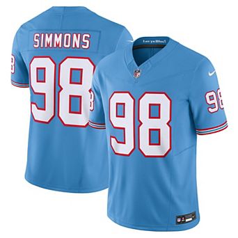Men's Nike Jeffery Simmons Light Blue Tennessee Titans Oilers Throwback Vapor F.U.S.E. Limited Jersey