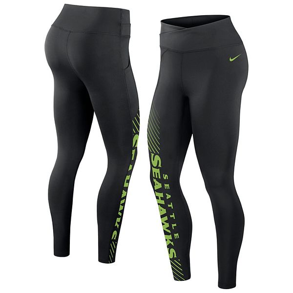Women s Nike Black Seattle Seahawks Yard Line Crossover Leggings