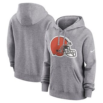Women's Nike Heather Gray Cleveland Browns Team Logo Club Fleece Pullover Hoodie