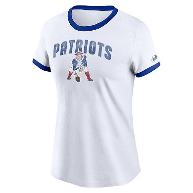 Women's Nike White New England Patriots Rewind Ringer T-Shirt