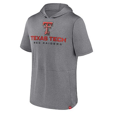 Men's Fanatics Branded Heather Gray Texas Tech Red Raiders Modern Stack Hoodie T-Shirt