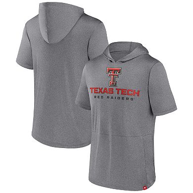 Men's Fanatics Branded Heather Gray Texas Tech Red Raiders Modern Stack Hoodie T-Shirt