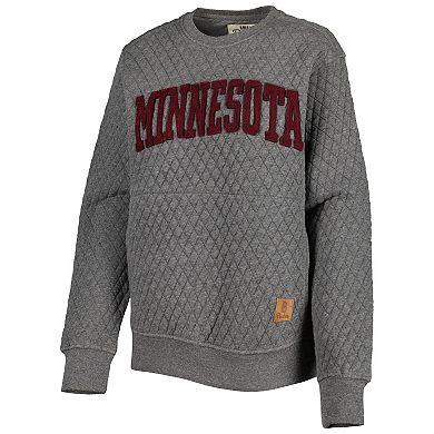 Women's Pressbox Heather Charcoal Minnesota Golden Gophers Moose Quilted Pullover Sweatshirt