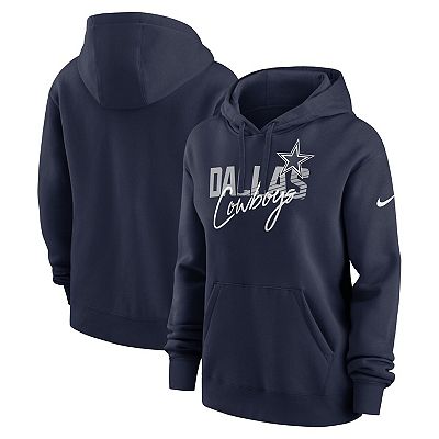 Women s Nike Navy Dallas Cowboys Wordmark Club Fleece Pullover Hoodie