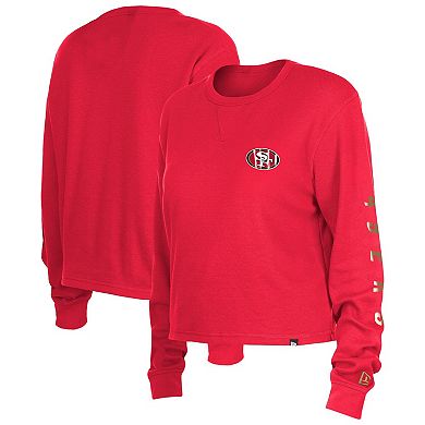 Women's New Era Scarlet San Francisco 49ers Sport Night Thermal Long Sleeve T-Shirt