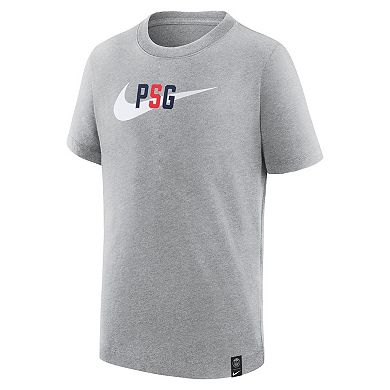 Youth Nike Heather Gray Paris Saint-Germain Swoosh T-Shirt