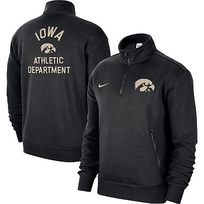 Men s Nike Black Iowa Hawkeyes Campus Athletic Department Quarter Zip Sweatshirt