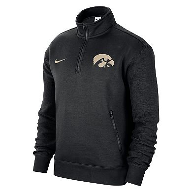 Men's Nike Black Iowa Hawkeyes Campus Athletic Department Quarter-Zip Sweatshirt