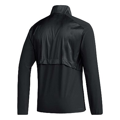 Men's adidas Black Miami Hurricanes Sideline AEROREADY Raglan Sleeve Quarter-Zip Jacket
