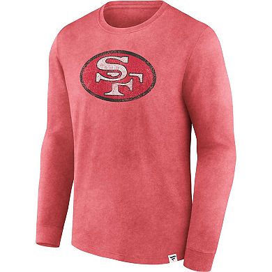 Men's Fanatics Branded Scarlet San Francisco 49ers Washed Primary Long Sleeve T-Shirt