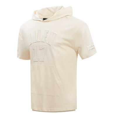 Men's Josh Allen Oatmeal Buffalo Bills Player Name & Number Neutral Short Sleeve Pullover Hoodie