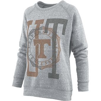 Women's Pressbox Heather Gray Tennessee Volunteers Knobi Raglan Pullover Sweatshirt