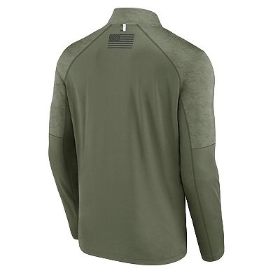 Men's Fanatics Branded Olive Texas A&M Aggies OHT Military Appreciation Titan Raglan Quarter-Zip Jacket