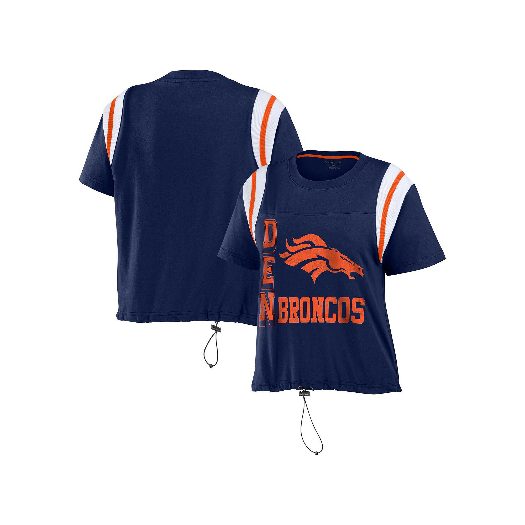 Womens WEAR by Erin Andrews Navy Denver Broncos Cinched Colorblock T-Shirt