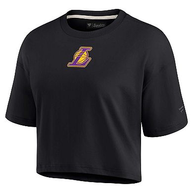 Women's Fanatics Signature Black Los Angeles Lakers Super Soft Boxy Cropped T-Shirt