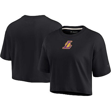 Women's Fanatics Signature Black Los Angeles Lakers Super Soft Boxy Cropped T-Shirt