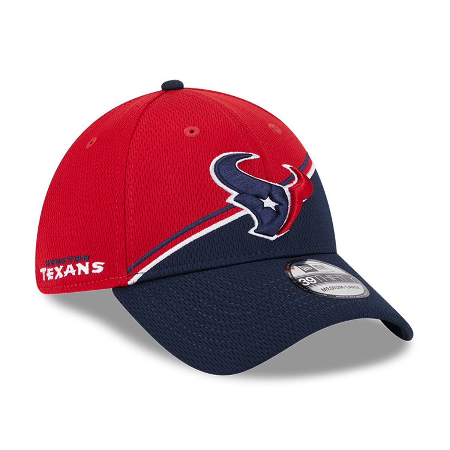 Men's New Era White/Red Houston Texans 2023 Sideline Tech Cuffed Knit Hat