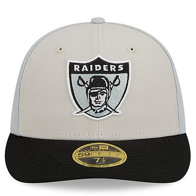Men's New Era  Cream/Black Las Vegas Raiders 2023 Sideline Historic Low Profile 59FIFTY Fitted Hat