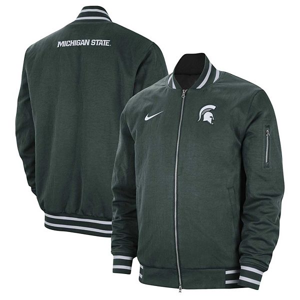 Men's Nike Green Michigan State Spartans Full-Zip Bomber Jacket