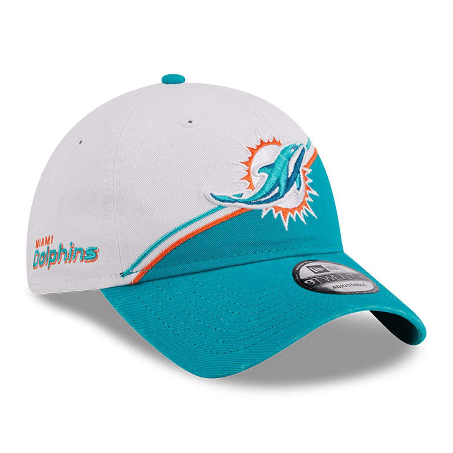 Men's Miami Dolphins New Era Cream/Aqua 2022 Sideline