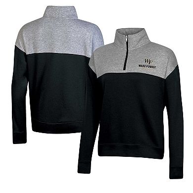 Women's Champion  Black Wake Forest Demon Deacons Color-Blocked Quarter-Zip Sweatshirt