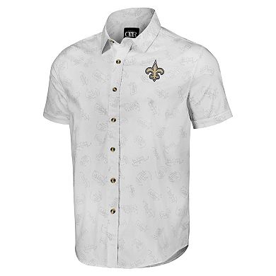 Men's NFL x Darius Rucker Collection by Fanatics White New Orleans Saints Woven Short Sleeve Button Up Shirt