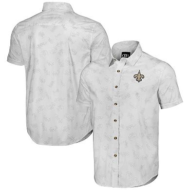 Men's NFL x Darius Rucker Collection by Fanatics White New Orleans Saints Woven Short Sleeve Button Up Shirt