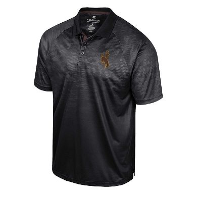 Men's Colosseum Black Wyoming Cowboys Honeycomb Raglan Polo