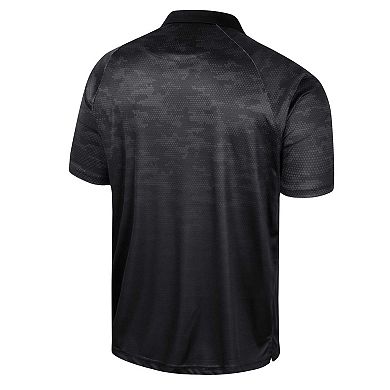 Men's Colosseum Black Wyoming Cowboys Honeycomb Raglan Polo