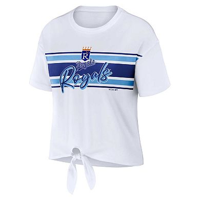 Women's WEAR by Erin Andrews White Kansas City Royals Front Tie T-Shirt