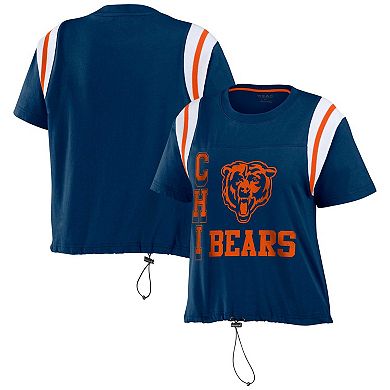 Women's WEAR by Erin Andrews Navy Chicago Bears Cinched Colorblock T-Shirt