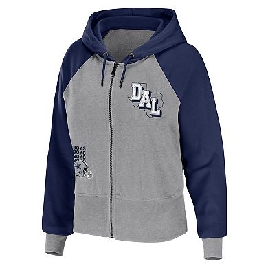 Women's WEAR by Erin Andrews Silver Dallas Cowboys Colorblock Lightweight Full-Zip Hoodie