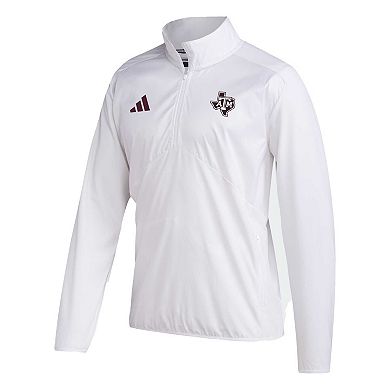 Men's adidas White Texas A&M Aggies Sideline AEROREADY Raglan Sleeve Quarter-Zip Jacket
