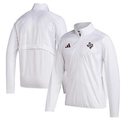 Men's adidas White Texas A&M Aggies Sideline AEROREADY Raglan Sleeve Quarter-Zip Jacket