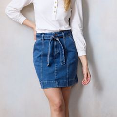 Women's Casual High Waisted Solid Button Up Denim Jean Skirt